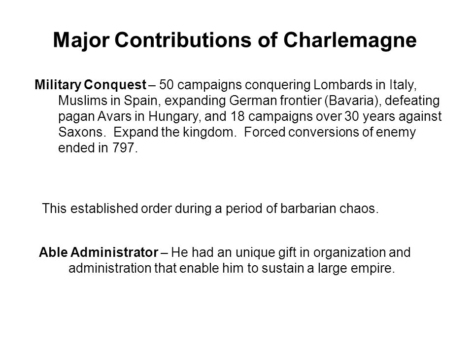 Charlemagne contributions